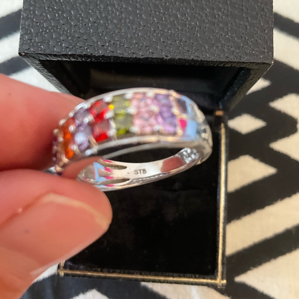 Rainbow Gemstone Band Ring - Picture 7 of 7